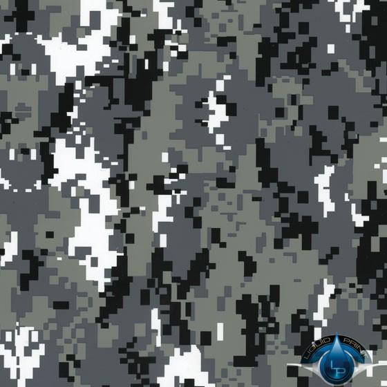 White Blue Black Camo Hydrographic Film